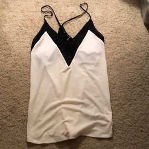 Cream with black lace cami